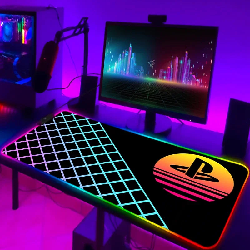 Mouse Pad Gamer RGB LED Grande | Iluminação Multicolorida | Base Antiderrapante | Ideal para PC, Notebook e Setup Gamer