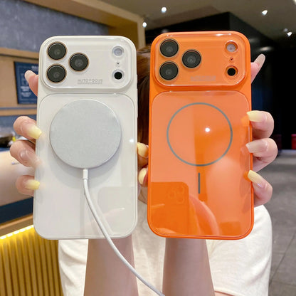 Magnetic Glass Back Panel Protective Phone Case with Candy Colors, HD Lens Film, Shockproof Anti-Fall Cover, Fits Ios Iphone 17-14 Pro Max Series - Summerwins Cellphone Casing Accessories