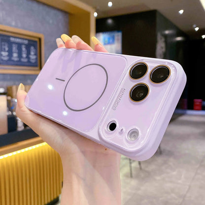 Magnetic Glass Back Panel Protective Phone Case with Candy Colors, HD Lens Film, Shockproof Anti-Fall Cover, Fits Ios Iphone 17-14 Pro Max Series - Summerwins Cellphone Casing Accessories