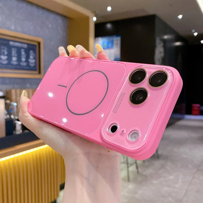 Magnetic Glass Back Panel Protective Phone Case with Candy Colors, HD Lens Film, Shockproof Anti-Fall Cover, Fits Ios Iphone 17-14 Pro Max Series - Summerwins Cellphone Casing Accessories