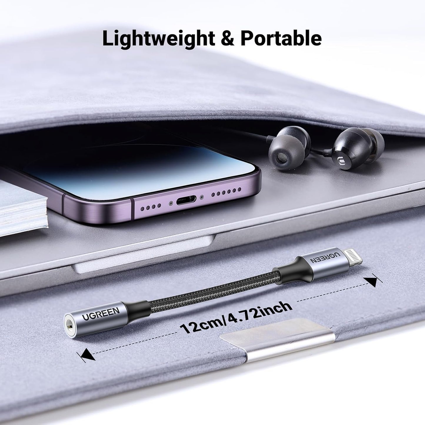 UGREEN Lightning to 3.5mm Headphone Adapter for iPhone, MFi Certified, Grey - Compatible with iPhone 14 Pro Max/14 Plus/13/12/11 Pro Max/SE/XS, Durable Aluminum Shell