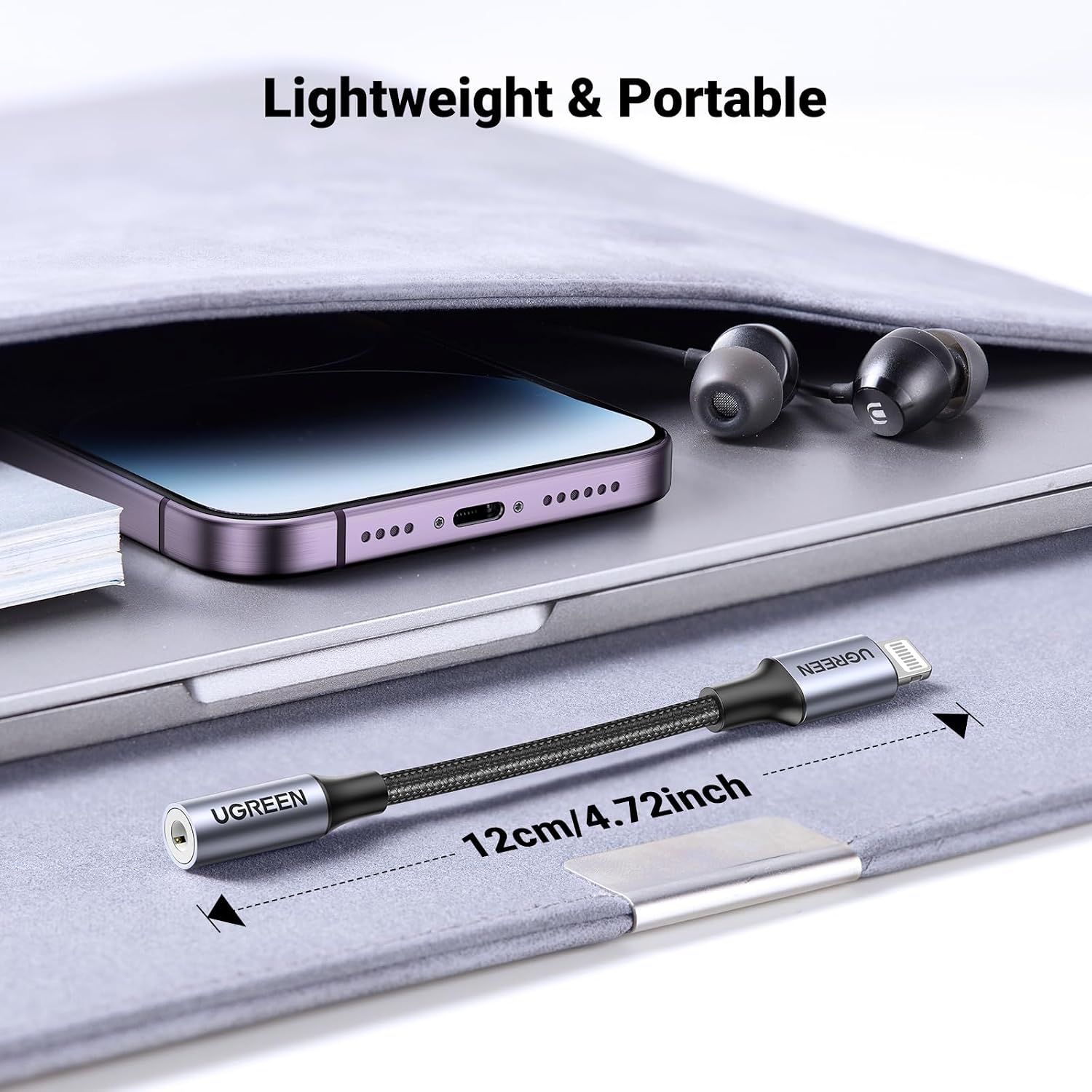 UGREEN Lightning to 3.5mm Headphone Adapter for iPhone, MFi Certified, Grey - Compatible with iPhone 14 Pro Max/14 Plus/13/12/11 Pro Max/SE/XS, Durable Aluminum Shell