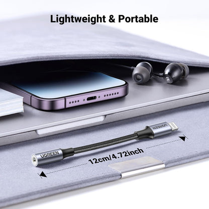 UGREEN Lightning to 3.5mm Headphone Adapter for iPhone, MFi Certified, Grey - Compatible with iPhone 14 Pro Max/14 Plus/13/12/11 Pro Max/SE/XS, Durable Aluminum Shell
