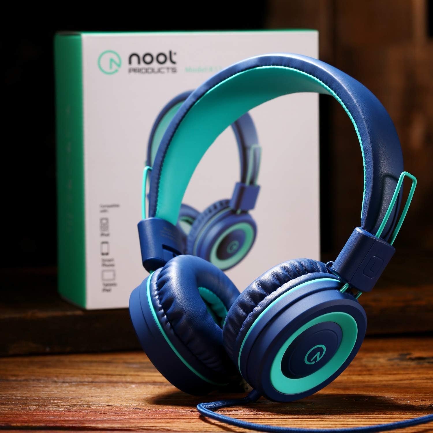 K11 Kids Headphones with Wired Cord 3.5Mm Jack Navy/Teal | 5Ft Long Cord, Tangle Free, Foldable, Plug in On-Ear Headset for School, Classroom, Boys, Girls, Toddler Laptop Travel Tablet