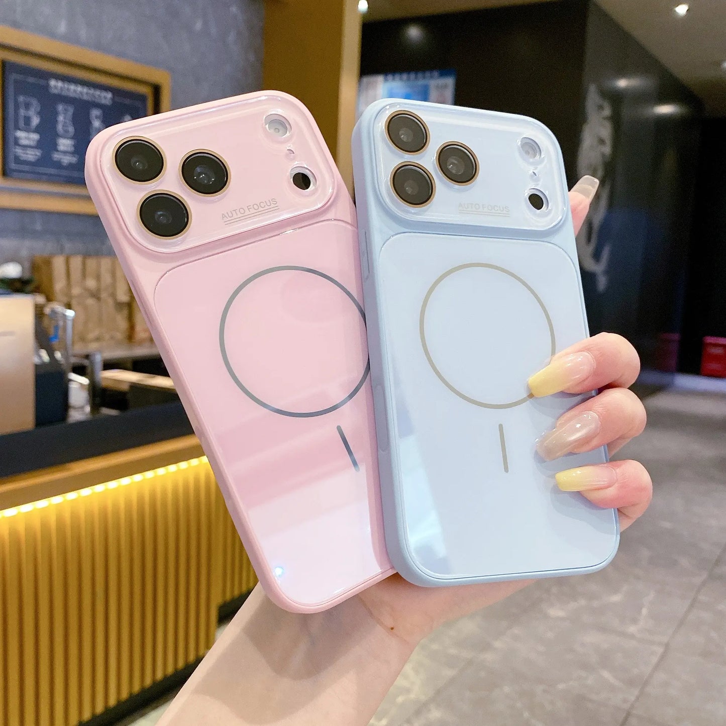Magnetic Glass Back Panel Protective Phone Case with Candy Colors, HD Lens Film, Shockproof Anti-Fall Cover, Fits Ios Iphone 17-14 Pro Max Series - Summerwins Cellphone Casing Accessories