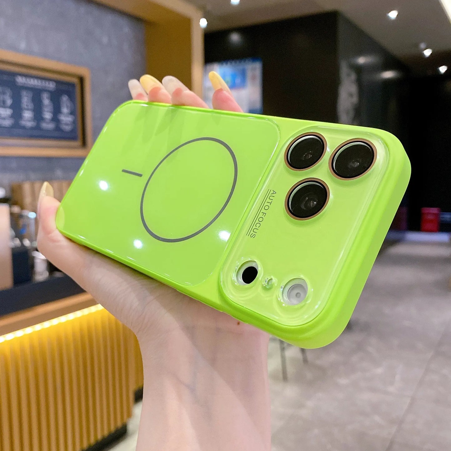 Magnetic Glass Back Panel Protective Phone Case with Candy Colors, HD Lens Film, Shockproof Anti-Fall Cover, Fits Ios Iphone 17-14 Pro Max Series - Summerwins Cellphone Casing Accessories