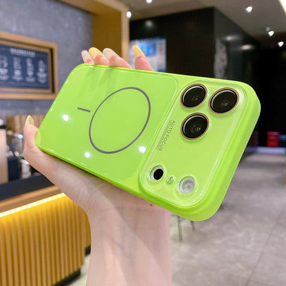 Magnetic Glass Back Panel Protective Phone Case with Candy Colors, HD Lens Film, Shockproof Anti-Fall Cover, Fits Ios Iphone 17-14 Pro Max Series - Summerwins Cellphone Casing Accessories