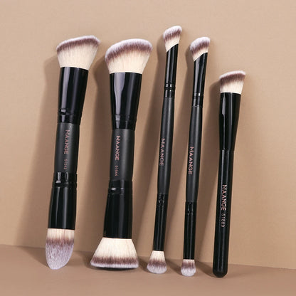 Kit de Pincéis MAANGE 5 Peças | Ideal para Base, Corretivo, Contorno, Blush e Olhos