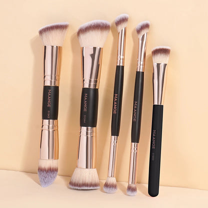 Kit de Pincéis MAANGE 5 Peças | Ideal para Base, Corretivo, Contorno, Blush e Olhos