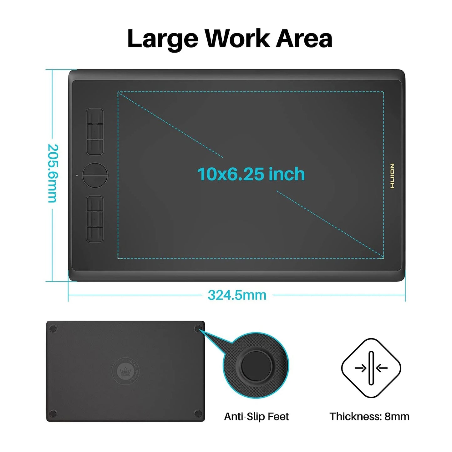 Mesa Digitalizadora HUION Inspiroy H610X | Caneta Sem Bateria | Função de Inclinação (Tilt) | Compatível com PC, Android, macOS e ChromeOS