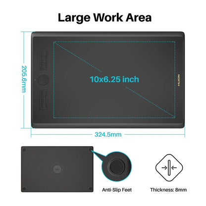 Mesa Digitalizadora HUION Inspiroy H610X | Caneta Sem Bateria | Função de Inclinação (Tilt) | Compatível com PC, Android, macOS e ChromeOS