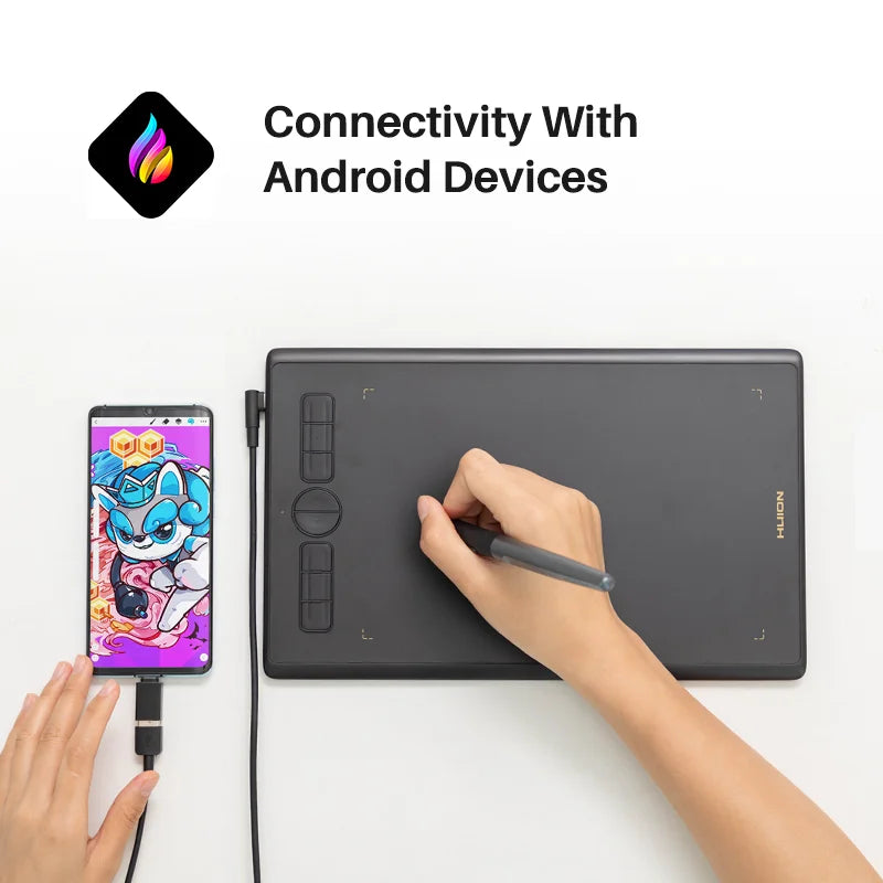 Mesa Digitalizadora HUION Inspiroy H610X | Caneta Sem Bateria | Função de Inclinação (Tilt) | Compatível com PC, Android, macOS e ChromeOS