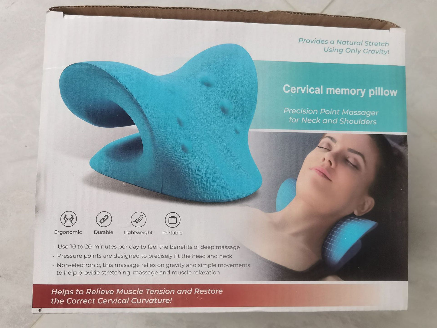 Travesseiro Massageador Cervical com Tração para Pescoço e Ombros | Alívio da Dor, Relaxamento e Melhor Qualidade do Sono
