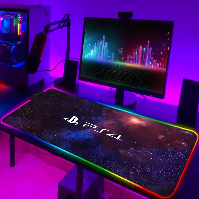 Mouse Pad Gamer RGB LED Grande | Iluminação Multicolorida | Base Antiderrapante | Ideal para PC, Notebook e Setup Gamer