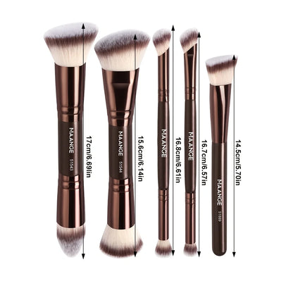 Kit de Pincéis MAANGE 5 Peças | Ideal para Base, Corretivo, Contorno, Blush e Olhos