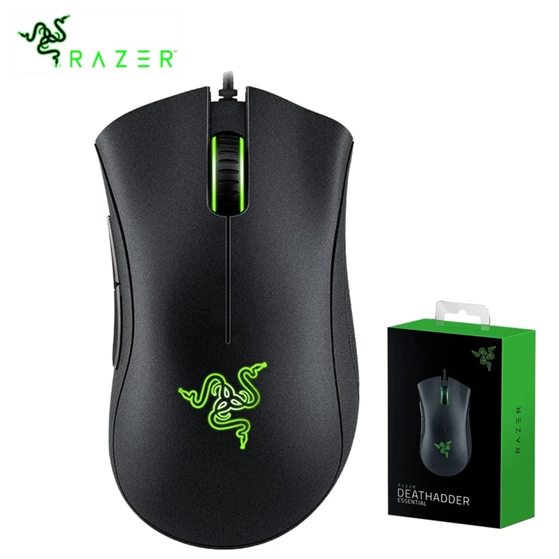 Mouse Gamer Razer DeathAdder Essential Original com Sensor Óptico de 6400 DPI | 5 Botões Programáveis | USB para PC e Notebook