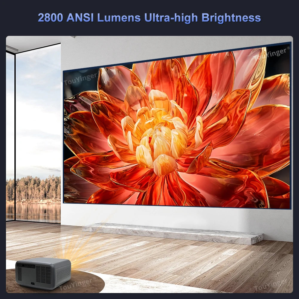 Projetor Touyinger Q12W Pro 2800 ANSI Lumens | Full HD | Compatível com 4K | Wi-Fi | Bluetooth | Smart | Tela Dupla | Home Theater