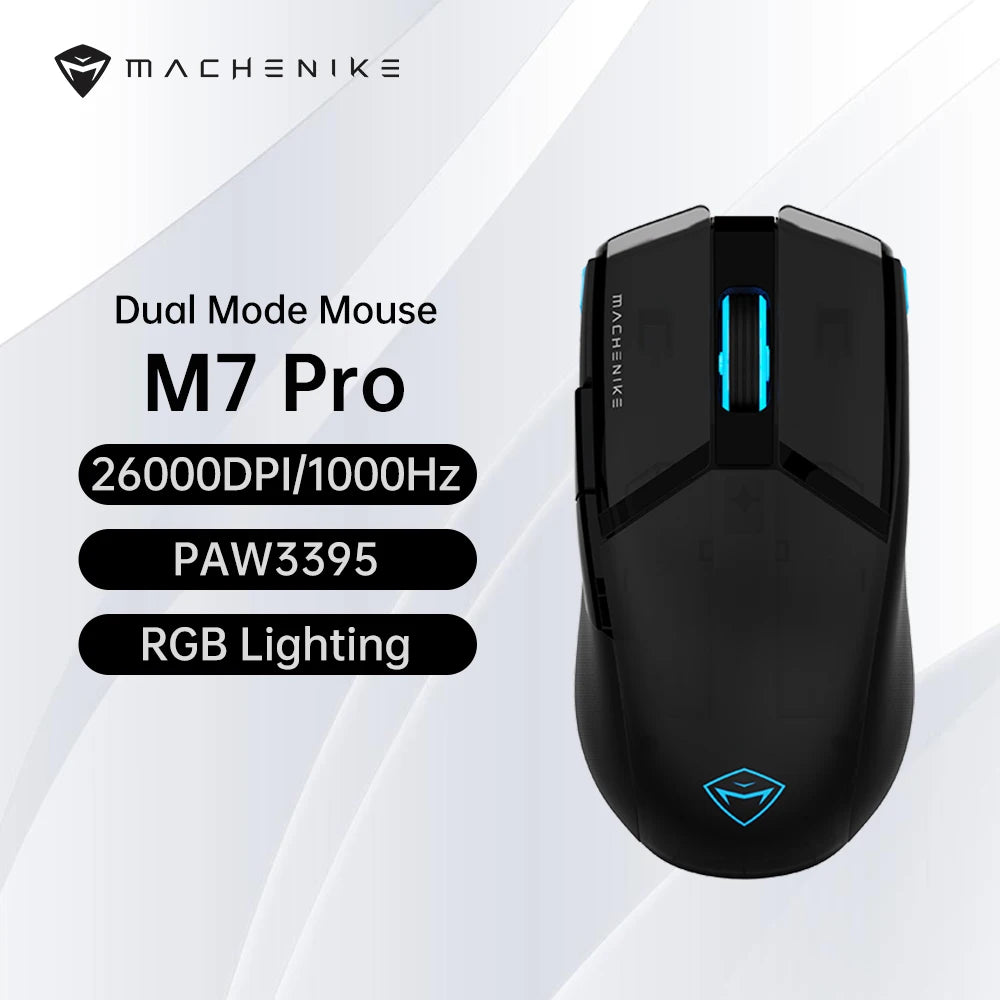 Mouse Gamer Machenike M7 Pro Sem Fio e com Fio | Sensor PAW3395 | Até 26.000 DPI | RGB | Ultraleve 74g
