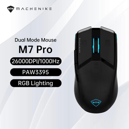 Mouse Gamer Machenike M7 Pro Sem Fio e com Fio | Sensor PAW3395 | Até 26.000 DPI | RGB | Ultraleve 74g