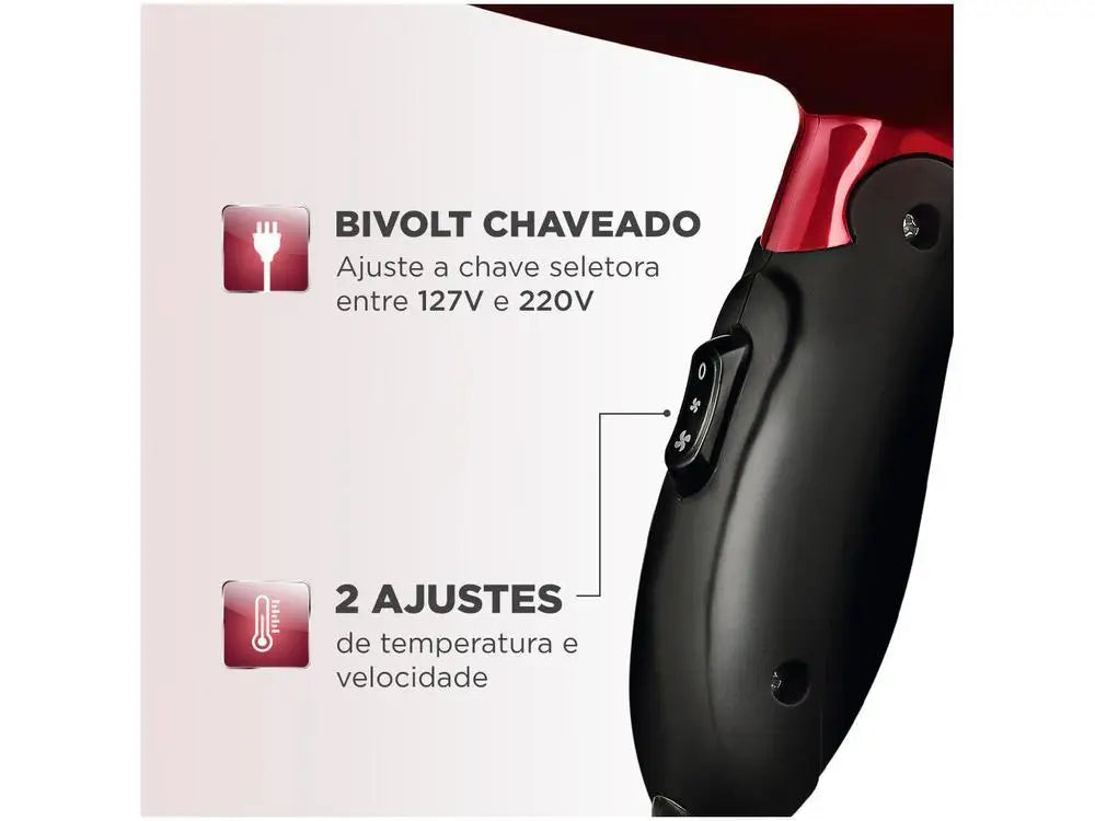 Mondial Max Travel SC-10 Red Hair Dryer-Bivolt