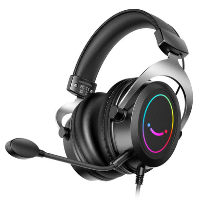 Headset Gamer FIFINE com Som Estéreo/Microfone Destacável/RGB/Controle na Linha, Fone Over-Ear para PC PS4 PS5 Xbox - AMPLIGAME H3