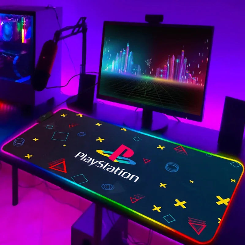 Mouse Pad Gamer RGB LED Grande | Iluminação Multicolorida | Base Antiderrapante | Ideal para PC, Notebook e Setup Gamer
