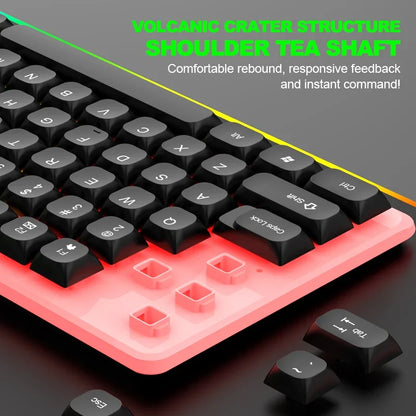 Kit Gamer NG GTX350 com Teclado e Mouse USB com Fio, Iluminação LED, Compatível com Computadores e Notebooks – Cor Preta
