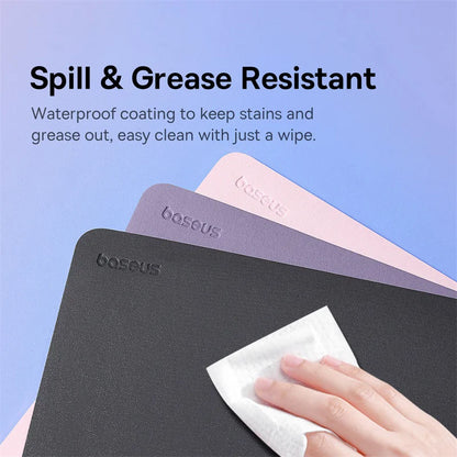Mouse Pad Baseus Premium em Couro PU Impermeável 26x21 cm | Base Antiderrapante | Ideal para PC, Notebook e Gamer