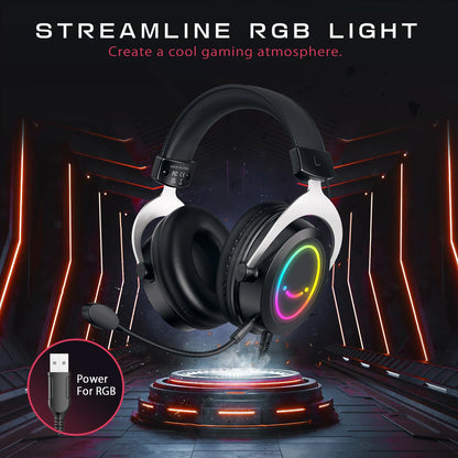Headset Gamer FIFINE com Som Estéreo/Microfone Destacável/RGB/Controle na Linha, Fone Over-Ear para PC PS4 PS5 Xbox - AMPLIGAME H3