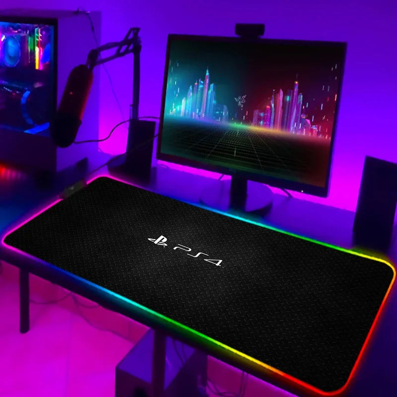 Mouse Pad Gamer RGB LED Grande | Iluminação Multicolorida | Base Antiderrapante | Ideal para PC, Notebook e Setup Gamer