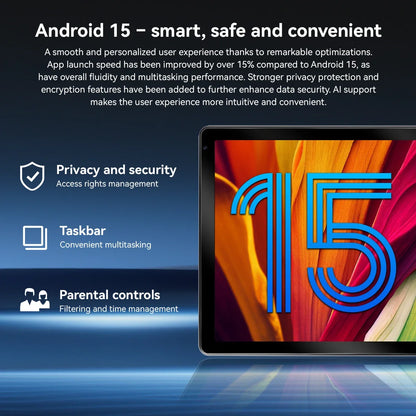 Tablet URAO 10 Polegadas Android 15, 8 Núcleos, 24GB+128GB, Expansão até 1TB, WiFi6, Câmeras 5MP+8MP, com Caneta, Teclado, Mouse, Fone de Ouvido - Kit PC PAD