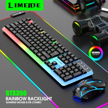 Kit Gamer NG GTX350 com Teclado e Mouse USB com Fio, Iluminação LED, Compatível com Computadores e Notebooks – Cor Preta