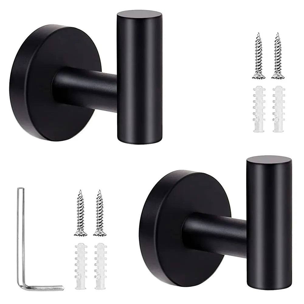 Kit com 2 Ganchos de Parede em Aço Inoxidável | Suporte para Toalhas, Roupas, Chaves e Acessórios