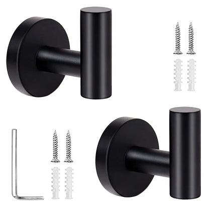 Kit com 2 Ganchos de Parede em Aço Inoxidável | Suporte para Toalhas, Roupas, Chaves e Acessórios