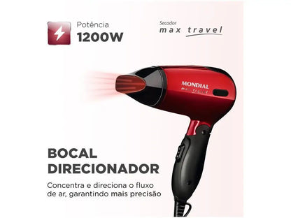 Mondial Max Travel SC-10 Red Hair Dryer-Bivolt