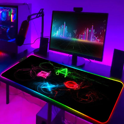 Mouse Pad Gamer RGB LED Grande | Iluminação Multicolorida | Base Antiderrapante | Ideal para PC, Notebook e Setup Gamer