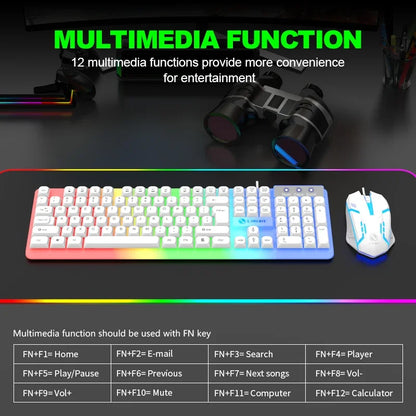 Kit Gamer NG GTX350 com Teclado e Mouse USB com Fio, Iluminação LED, Compatível com Computadores e Notebooks – Cor Preta