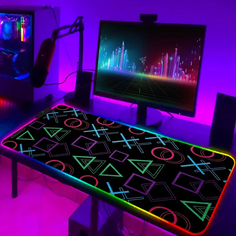 Mouse Pad Gamer RGB LED Grande | Iluminação Multicolorida | Base Antiderrapante | Ideal para PC, Notebook e Setup Gamer