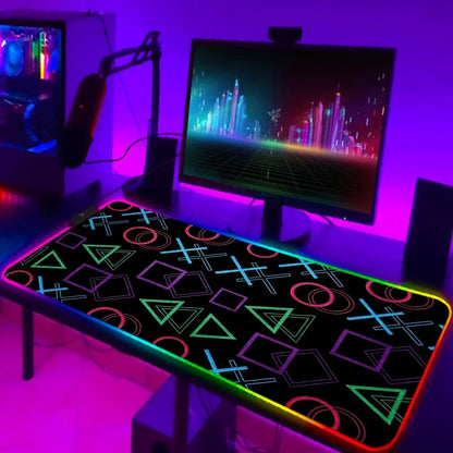 Mouse Pad Gamer RGB LED Grande | Iluminação Multicolorida | Base Antiderrapante | Ideal para PC, Notebook e Setup Gamer