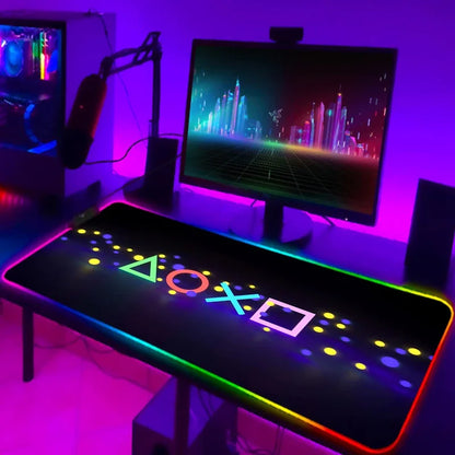 Mouse Pad Gamer RGB LED Grande | Iluminação Multicolorida | Base Antiderrapante | Ideal para PC, Notebook e Setup Gamer