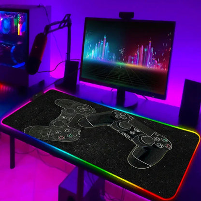 Mouse Pad Gamer RGB LED Grande | Iluminação Multicolorida | Base Antiderrapante | Ideal para PC, Notebook e Setup Gamer