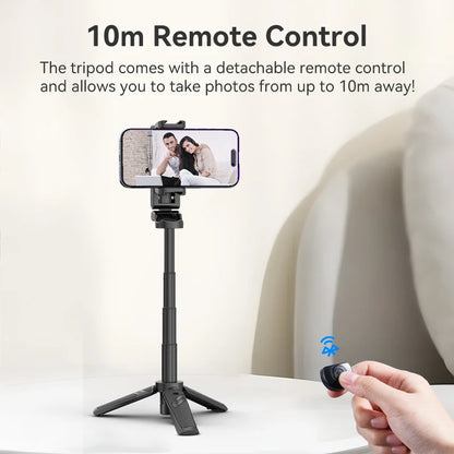 Tripé Ulanzi JJ02 com Controle Remoto 3 em 1 Versátil, Bastão de Selfie e Suporte para Celular, Filmagem Vertical e Horizontal com Suportes de Sapata Fria