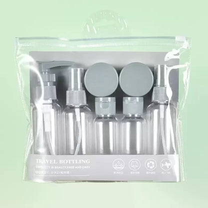 Kit de Frascos de Viagem 7 Peças para Cosméticos | Necessaire com Frascos Reutilizáveis para Shampoo, Creme, Perfume e Skincare