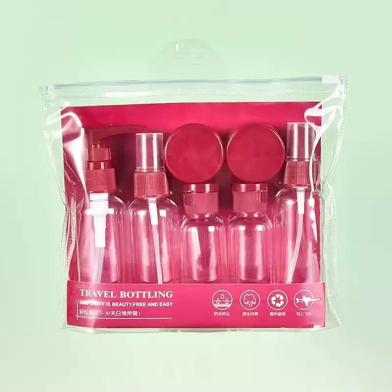 Kit de Frascos de Viagem 7 Peças para Cosméticos | Necessaire com Frascos Reutilizáveis para Shampoo, Creme, Perfume e Skincare
