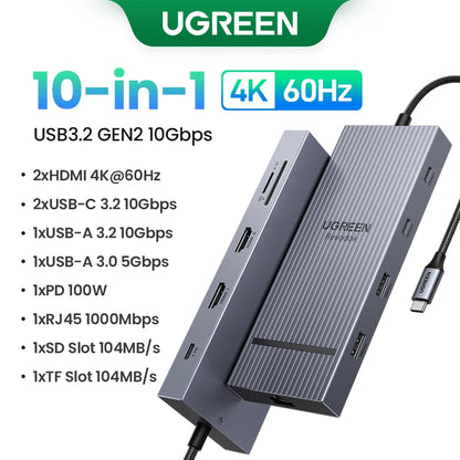 Estação de Acoplamento HUB USB UGREEN 4K120Hz DP Tipo-C