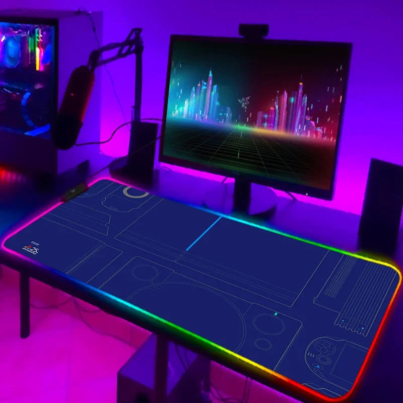 Mouse Pad Gamer RGB LED Grande | Iluminação Multicolorida | Base Antiderrapante | Ideal para PC, Notebook e Setup Gamer