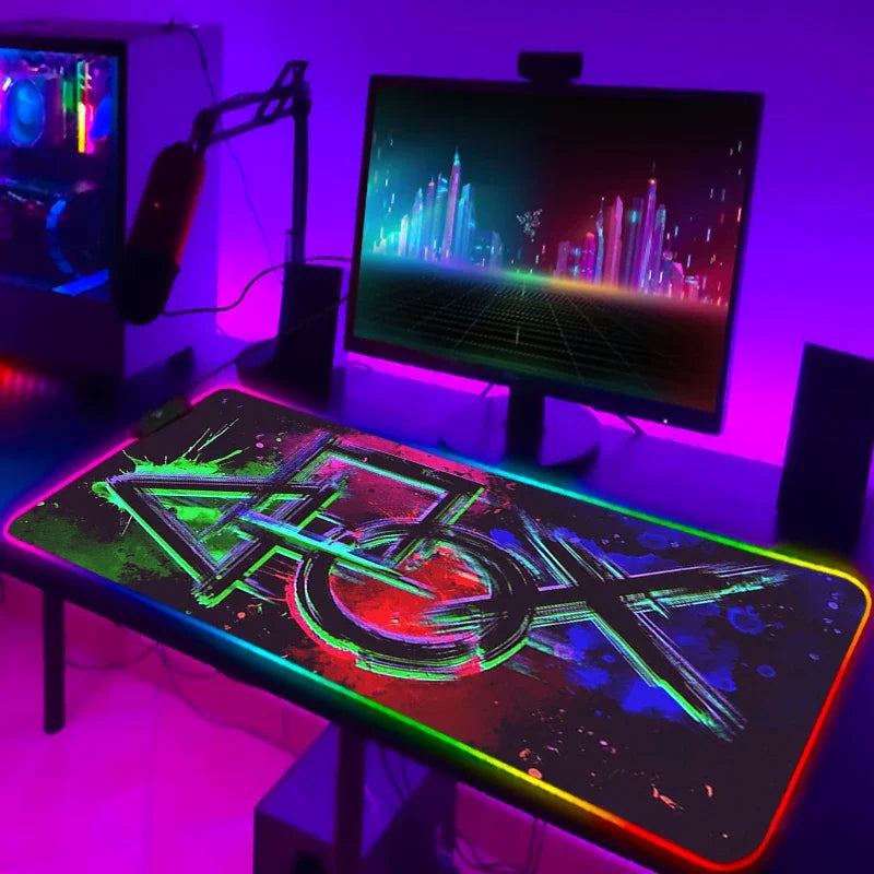 Mouse Pad Gamer RGB LED Grande | Iluminação Multicolorida | Base Antiderrapante | Ideal para PC, Notebook e Setup Gamer