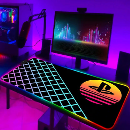 Mouse Pad Gamer RGB LED Grande | Iluminação Multicolorida | Base Antiderrapante | Ideal para PC, Notebook e Setup Gamer