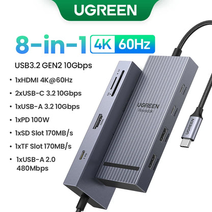 Estação de Acoplamento HUB USB UGREEN 4K120Hz DP Tipo-C