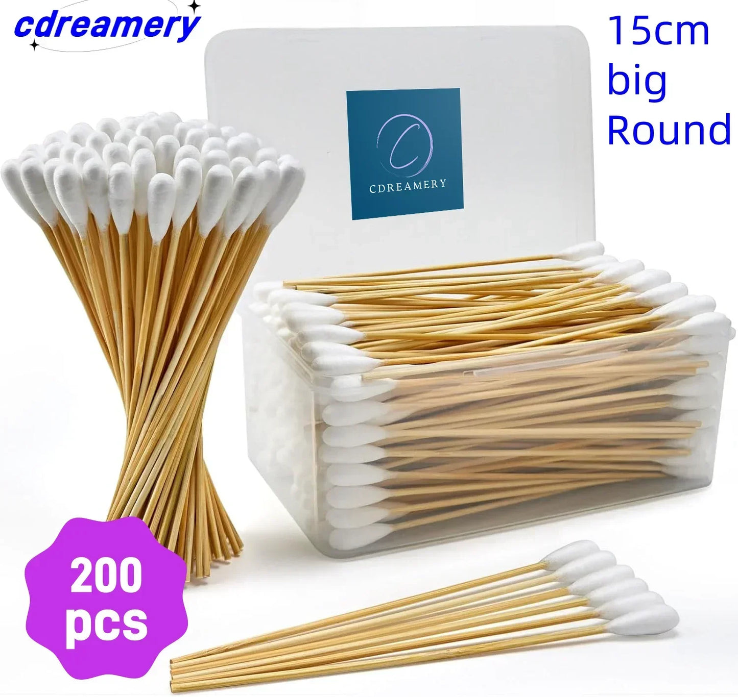 Cotonetes de Precisão com Cabo de Bambu | 400 Peças | Uso Profissional e Doméstico